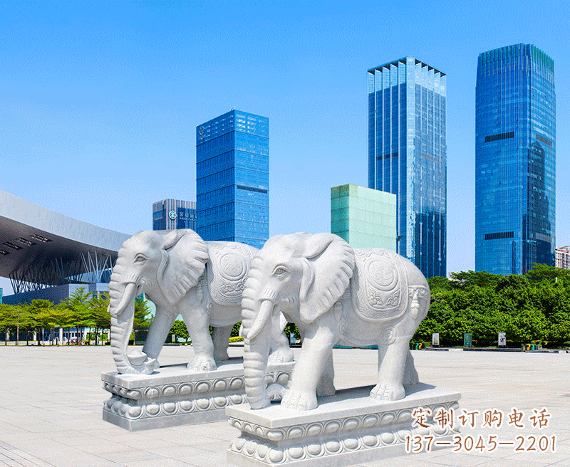 天津公石雕大象