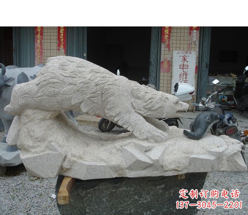 天津北极熊石雕公园动物雕塑