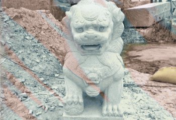 天津公园踩绣球狮子动物石雕