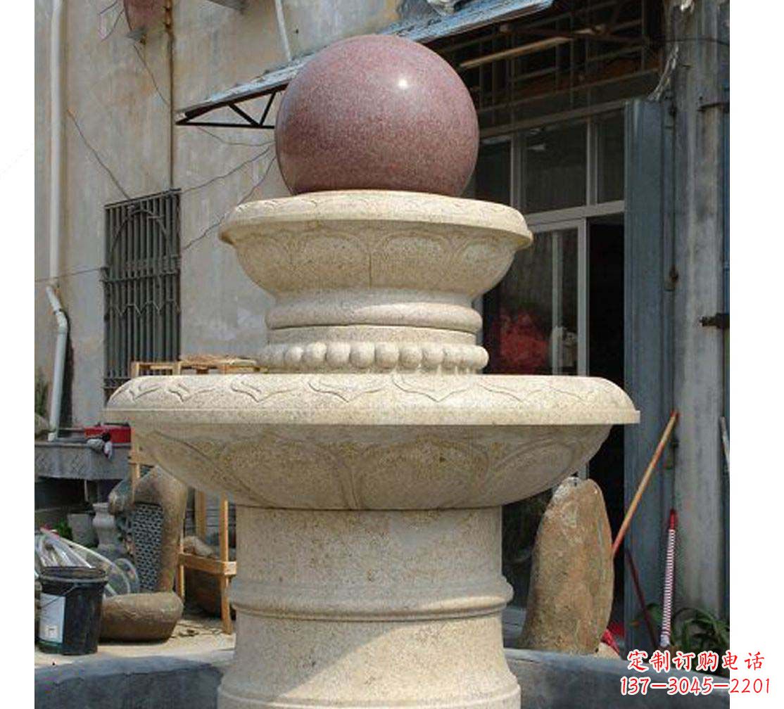 天津别墅景观大理石风水球喷泉雕塑
