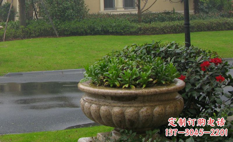 天津别墅景观大理石花盆石雕 (4)
