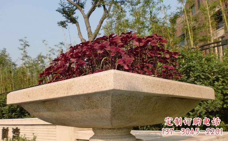 天津别墅景观大理石花盆石雕_1