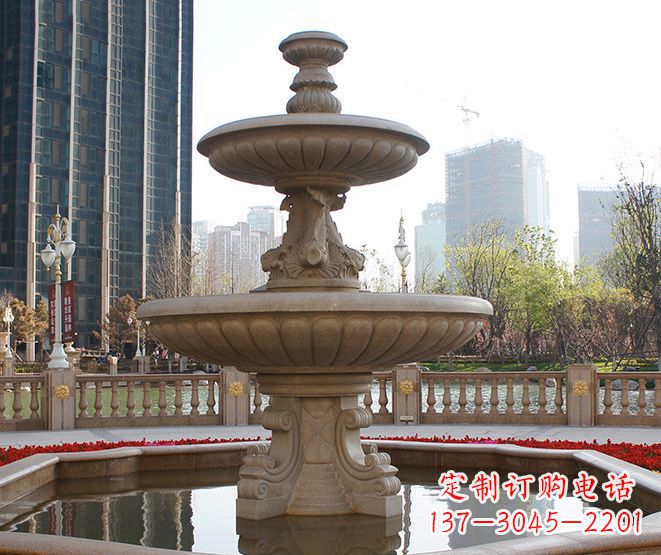 天津别墅景观大型喷泉石雕
