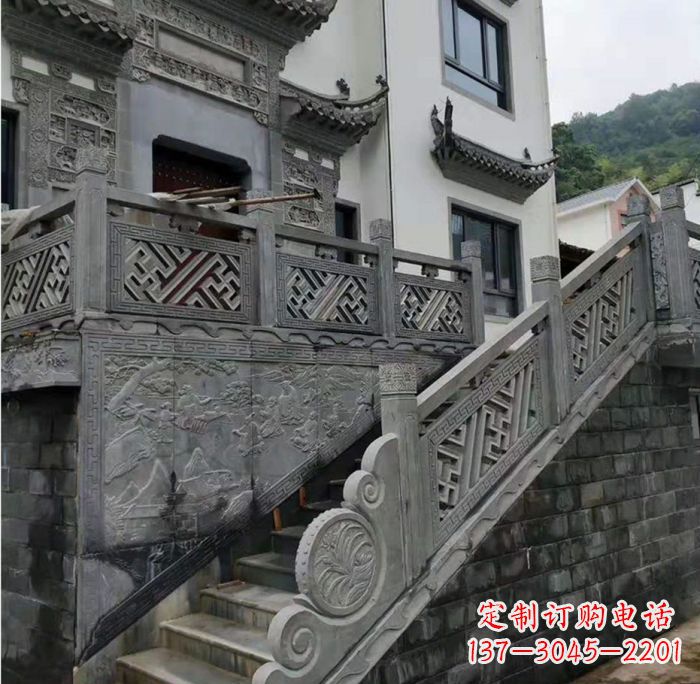 天津别墅景观仿古石雕栏板_2