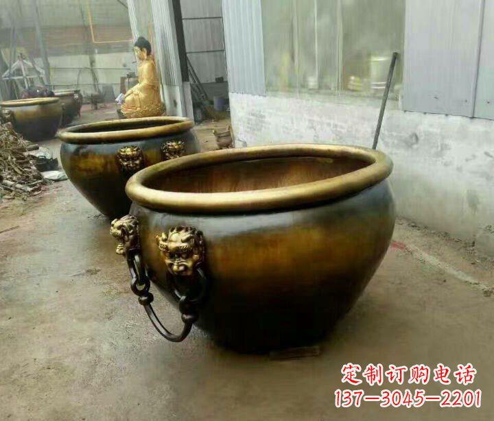 天津精致的铜制家居摆件——水缸铜雕塑