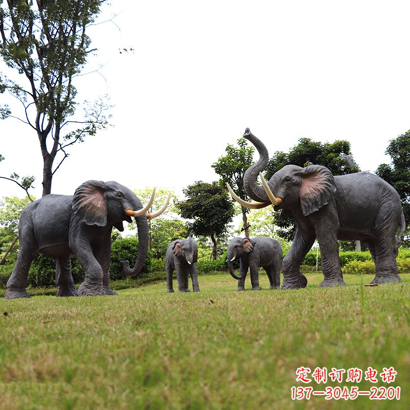 天津玻璃钢大象仿真大象雕塑-公园景区园林装饰动物摆件