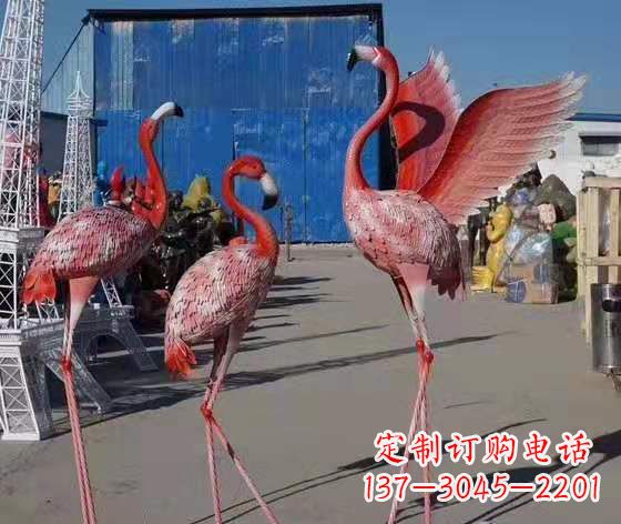 天津玻璃钢仿真火烈鸟雕塑广场景观雕塑户外摆件