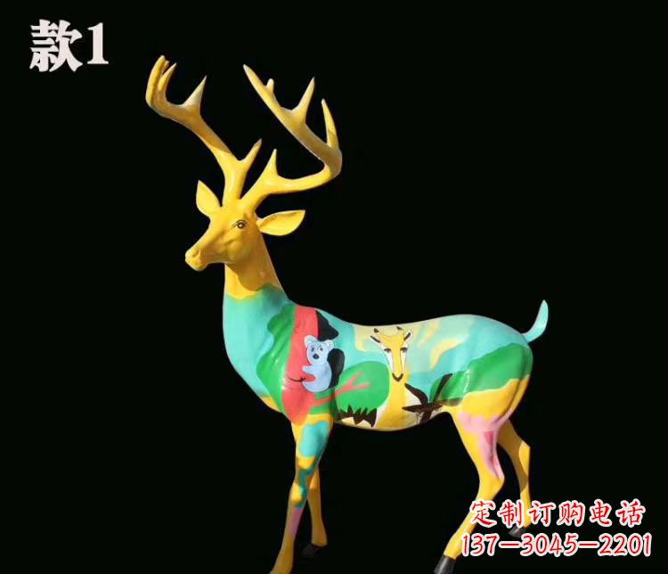 天津玻璃钢仿真梅花鹿雕塑