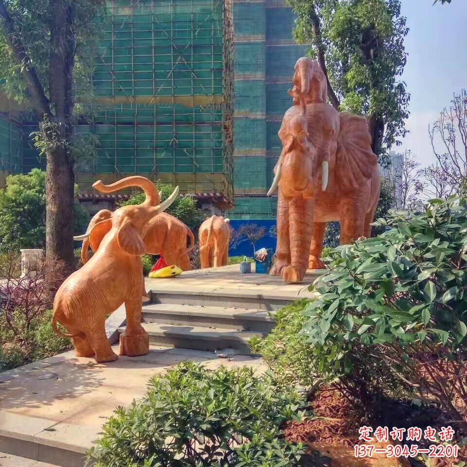 天津玻璃钢卡通大象雕塑-小区园林动物景观雕塑