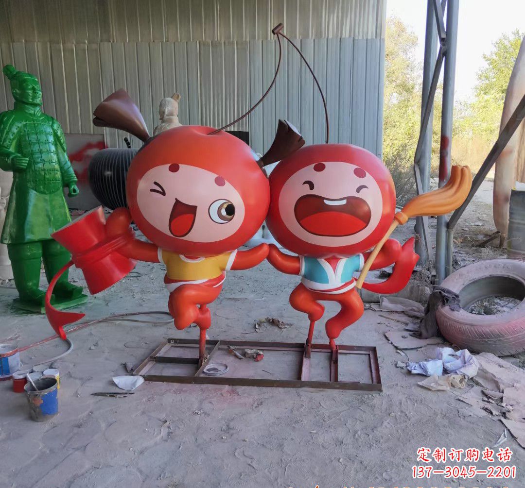天津玻璃钢卡通苹果雕塑
