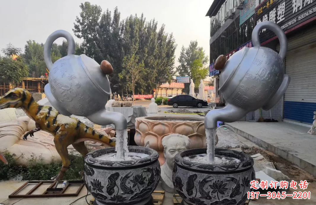 天津不锈钢茶壶喷泉雕塑