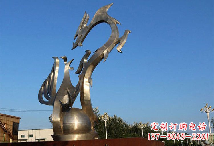 天津不锈钢城市抽象龙凤雕塑
