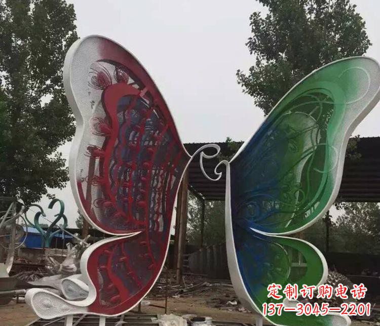 天津不锈钢抽象彩色蝴蝶公园动物雕塑