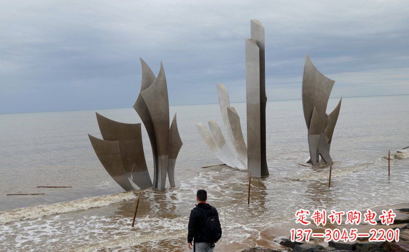天津不锈钢抽象船帆海边景观雕塑