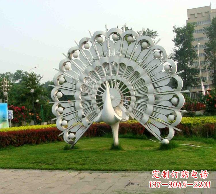 天津不锈钢抽象动物孔雀雕塑
