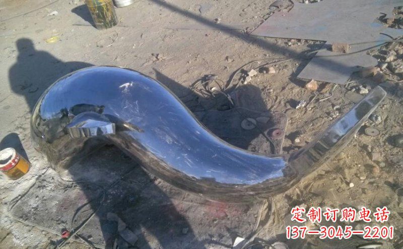 天津不锈钢抽象海豚动物雕塑 (2)