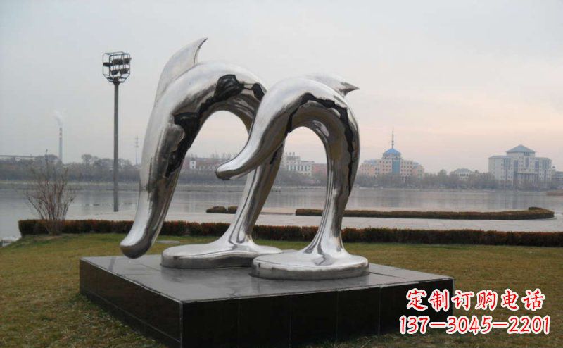 天津不锈钢抽象海豚动物雕塑