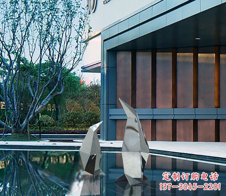 天津不锈钢抽象几何企鹅雕塑