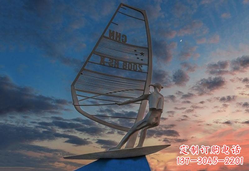 天津不锈钢抽象驾驶帆船人物雕塑