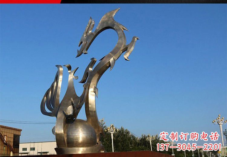 天津不锈钢抽象龙凤雕塑