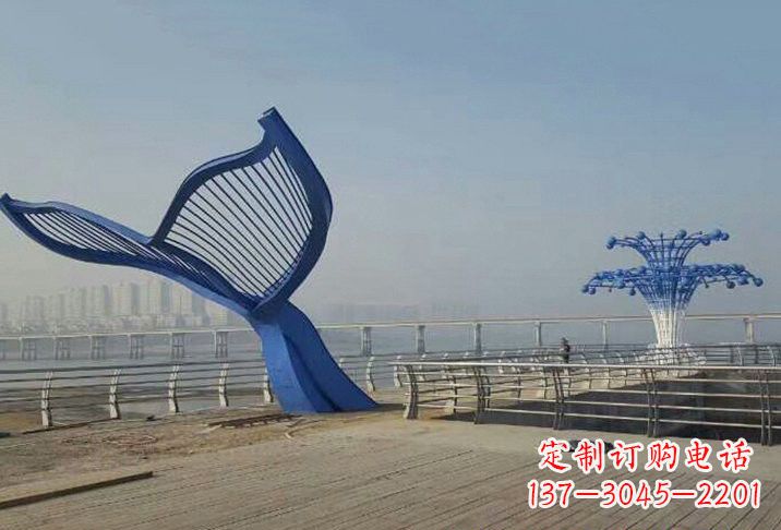 天津不锈钢抽象喷水鲸鱼雕塑