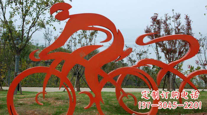 天津不锈钢自行车雕塑捕捉运动精神