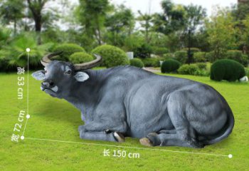 天津玻璃钢卧姿水牛雕塑——给人以宁静自然的感受