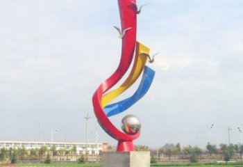 天津不锈钢彩色海鸥海浪雕塑——美丽传承