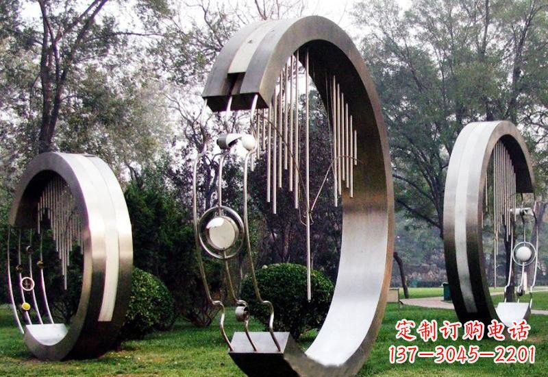 天津不锈钢圆环雕塑——聆听之美
