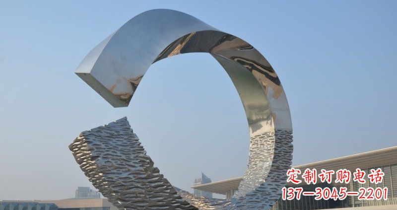 天津不锈钢抽象圆环广场景观雕塑