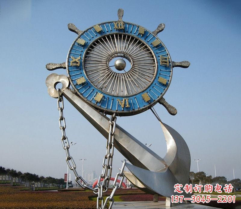 天津不锈钢船舵雕塑 广场