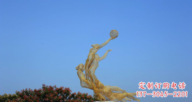 天津不锈钢打篮球的女孩公园景观雕塑