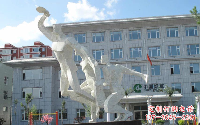 天津不锈钢打乒乓球人物雕塑