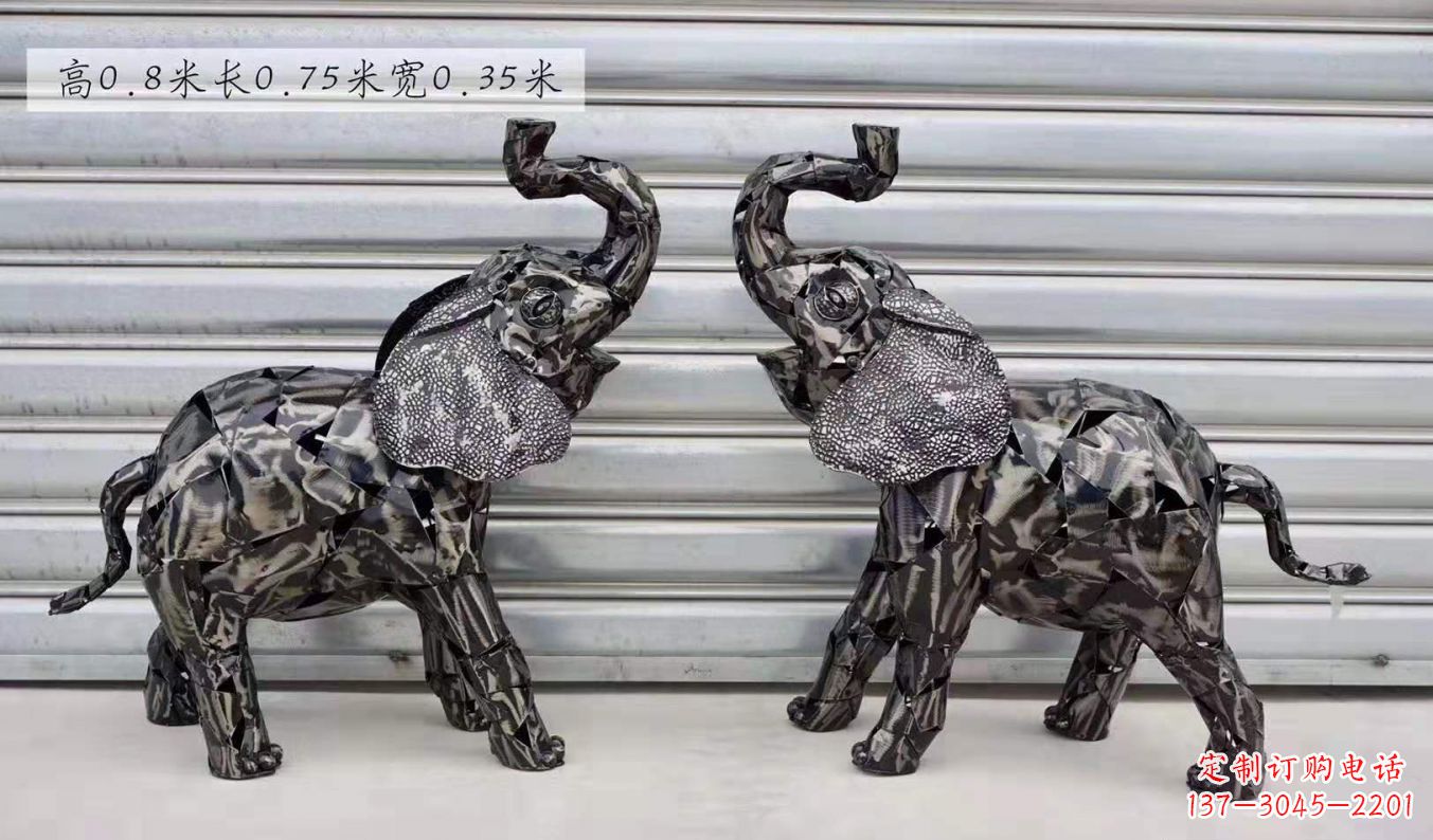 天津不锈钢大象雕塑精美的摆件装饰