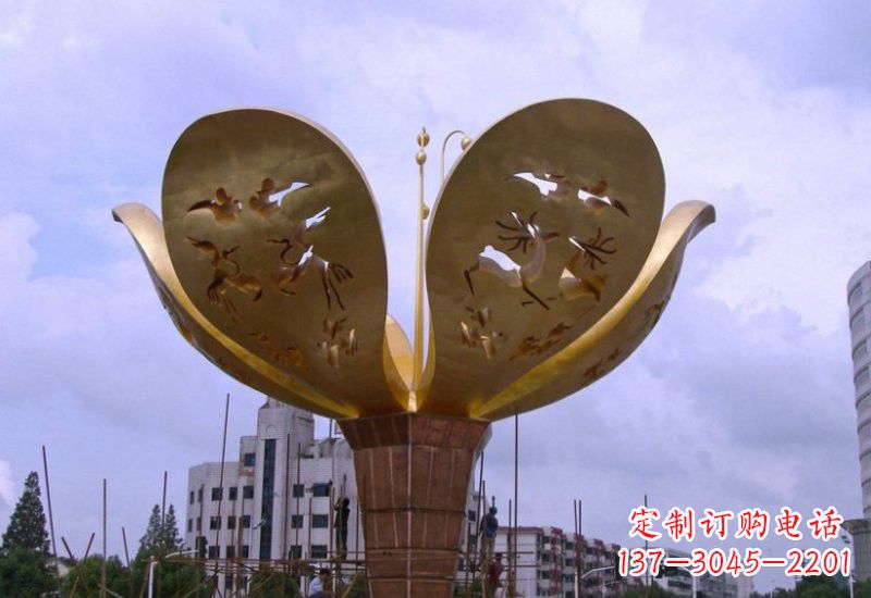天津大型不锈钢紫荆花雕塑