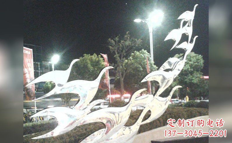 天津不锈钢大雁雕塑——灿烂的翱翔