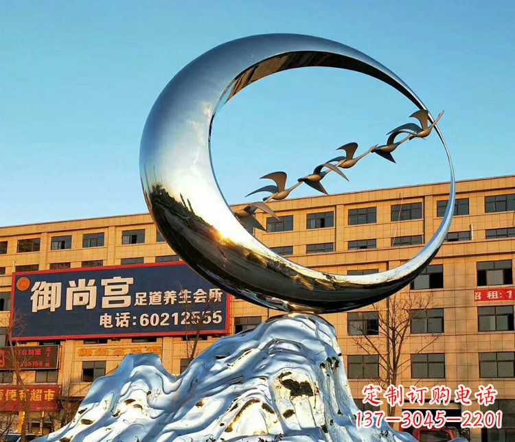 天津不锈钢大雁雕塑精美的艺术之作