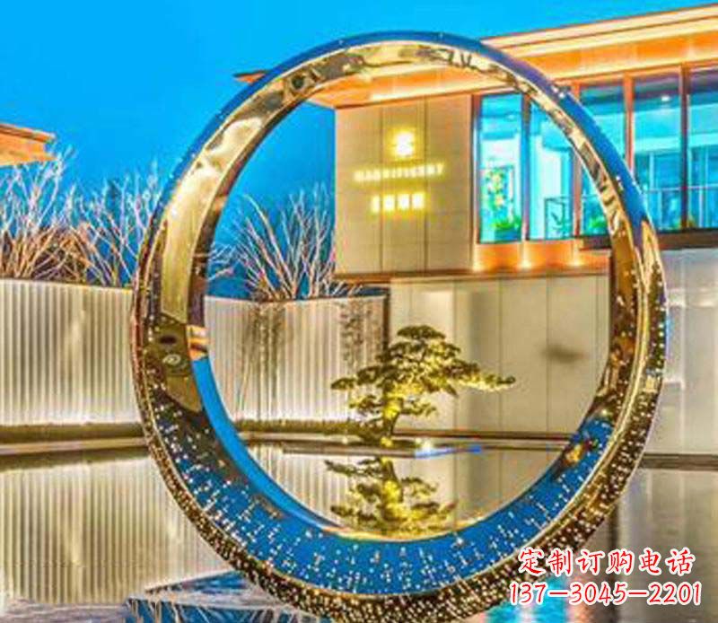 天津不锈钢灯饰圆环雕塑