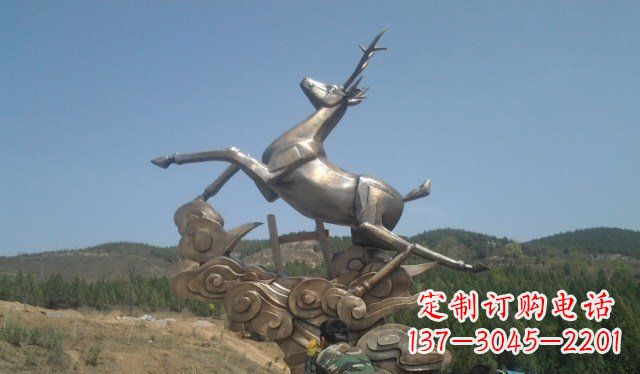 天津不锈钢动物飞奔的鹿雕塑