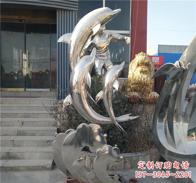 天津不锈钢海豚雕塑——精美外观,传递环保理念
