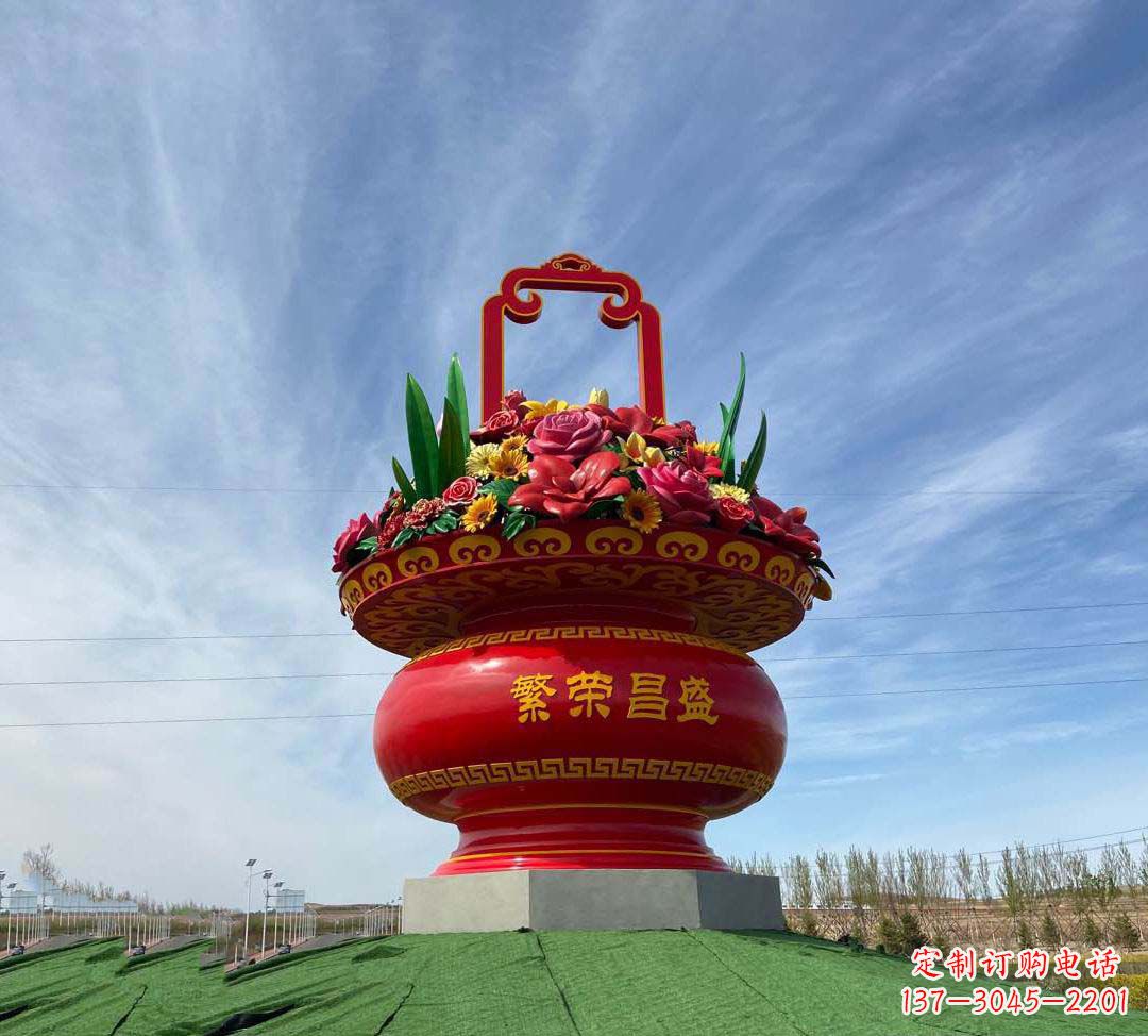 天津不锈钢花篮雕塑象征繁荣昌盛