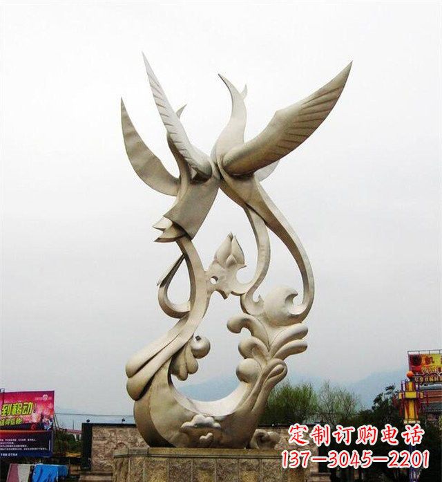 天津不锈钢凤凰雕塑传承古代美学