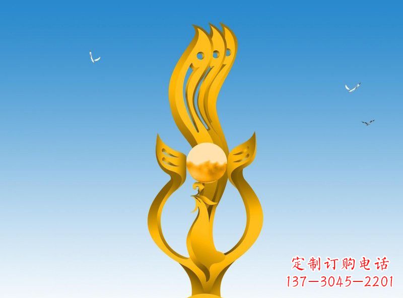 天津不锈钢凤凰雕塑灿烂外形,精美艺术