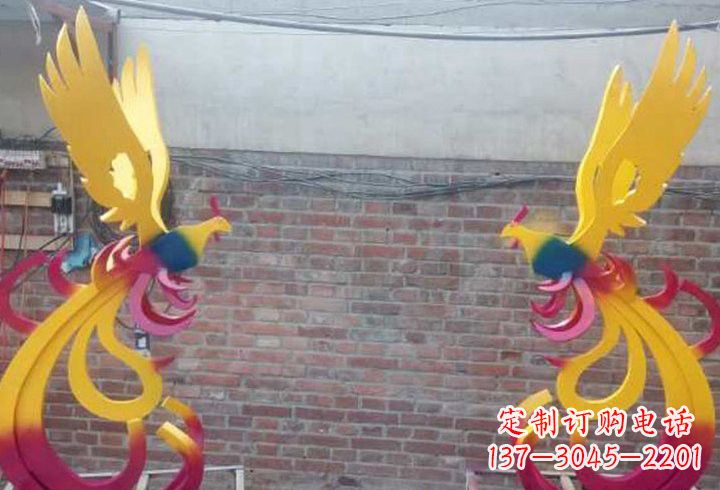 天津不锈钢公园彩色凤凰雕塑