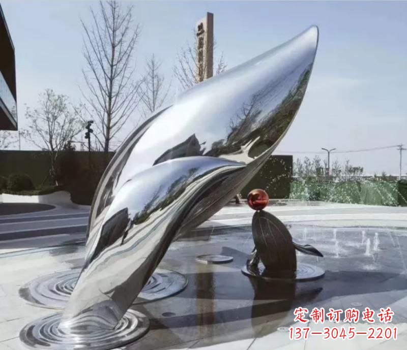 天津精美不锈钢海豚雕塑