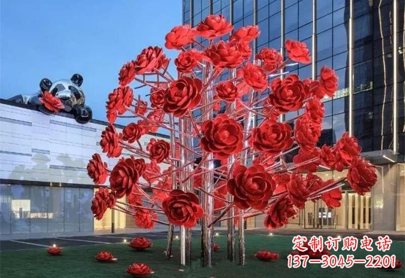 天津不锈钢公园玫瑰花树雕塑