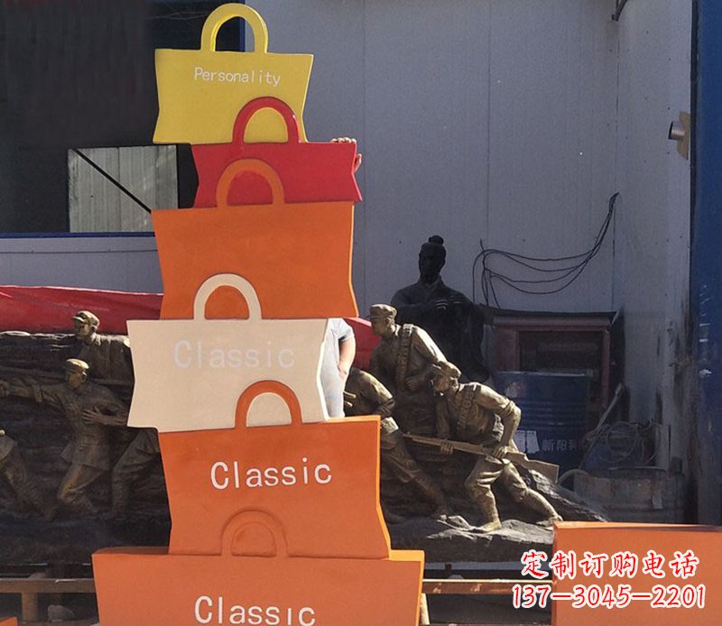 天津不锈钢购物袋雕塑2
