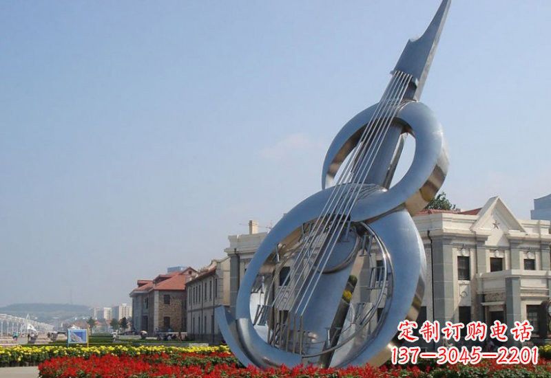 天津不锈钢广场抽象大提琴 雕塑