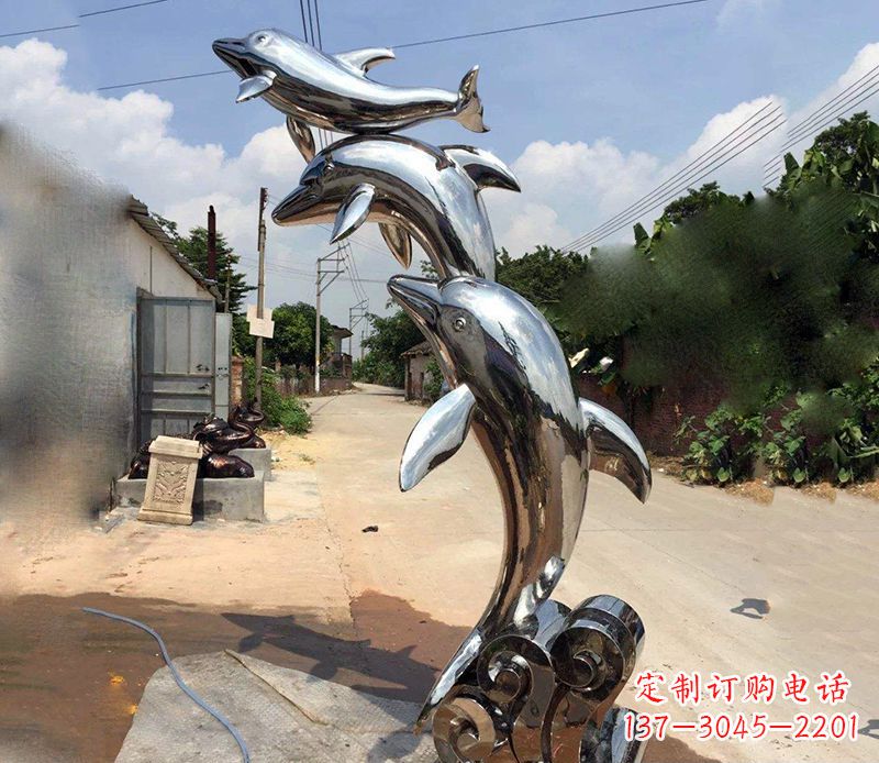 天津不锈钢海豚创意摆件