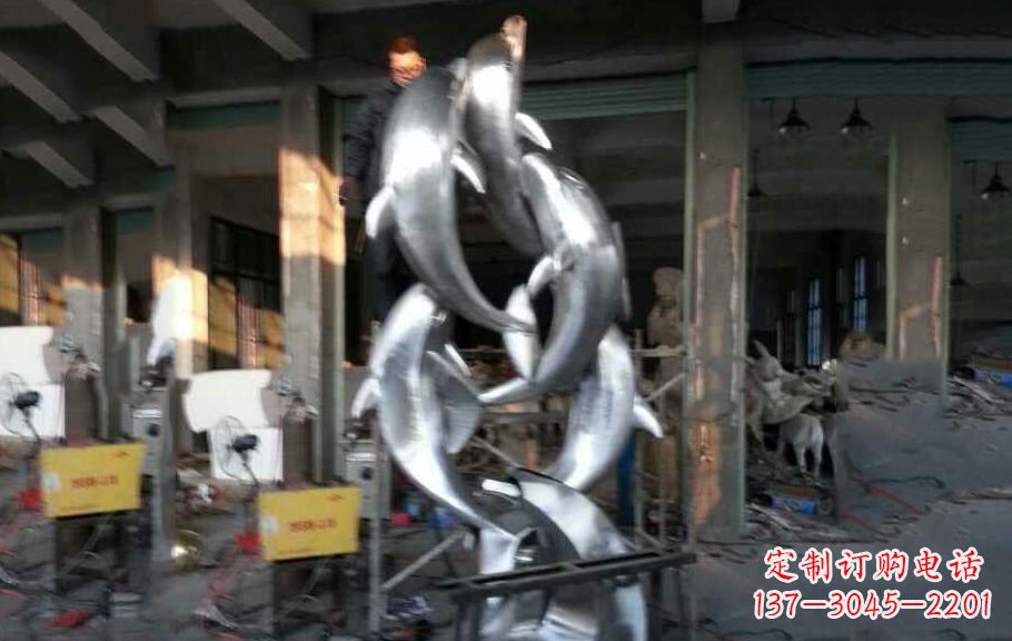 天津不锈钢海豚雕塑漂亮的海洋艺术品